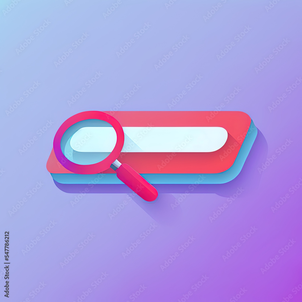 Search bar design element. Navigation and search concept. 3d 2d illustrated icon. Cartoon minimal st