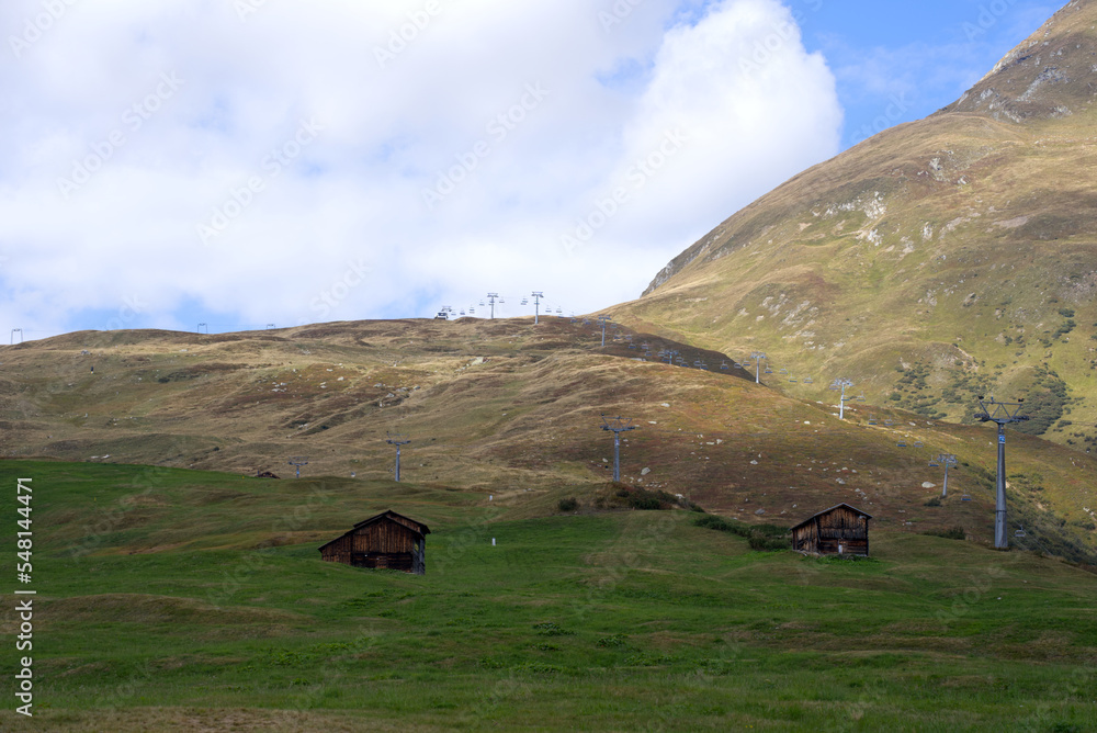 Beautiful scenic landscape at Alp Milez, Canton Graubünden, in the Swiss alps at region Oberalppass 