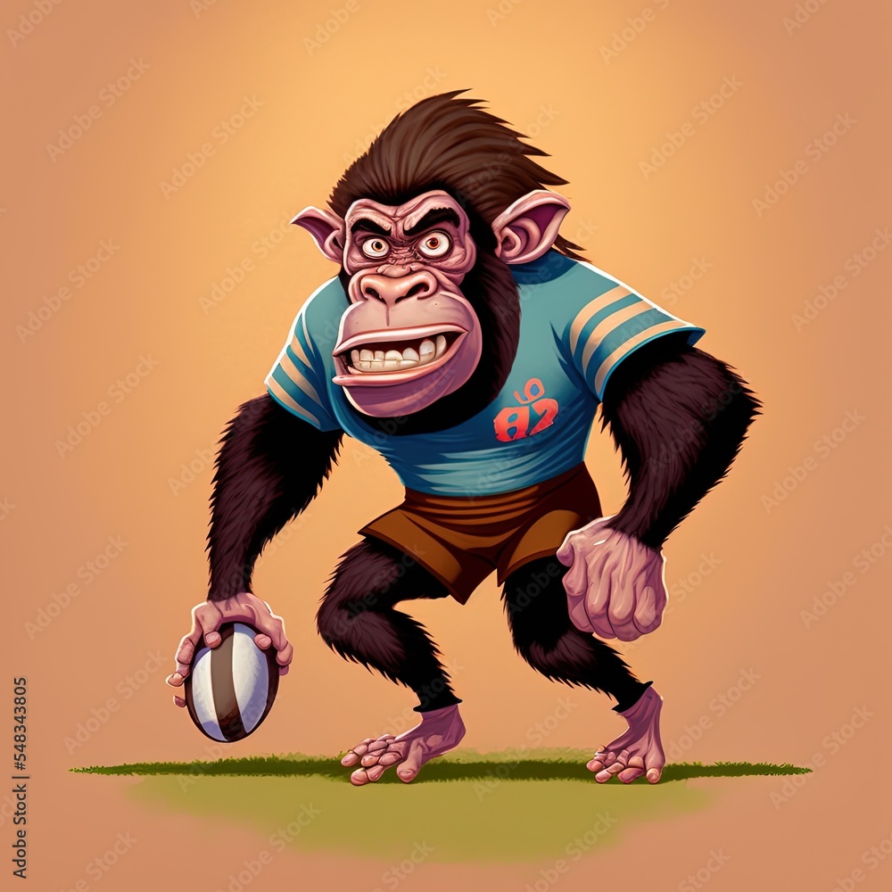 The chimpanzee is a professional rugby player