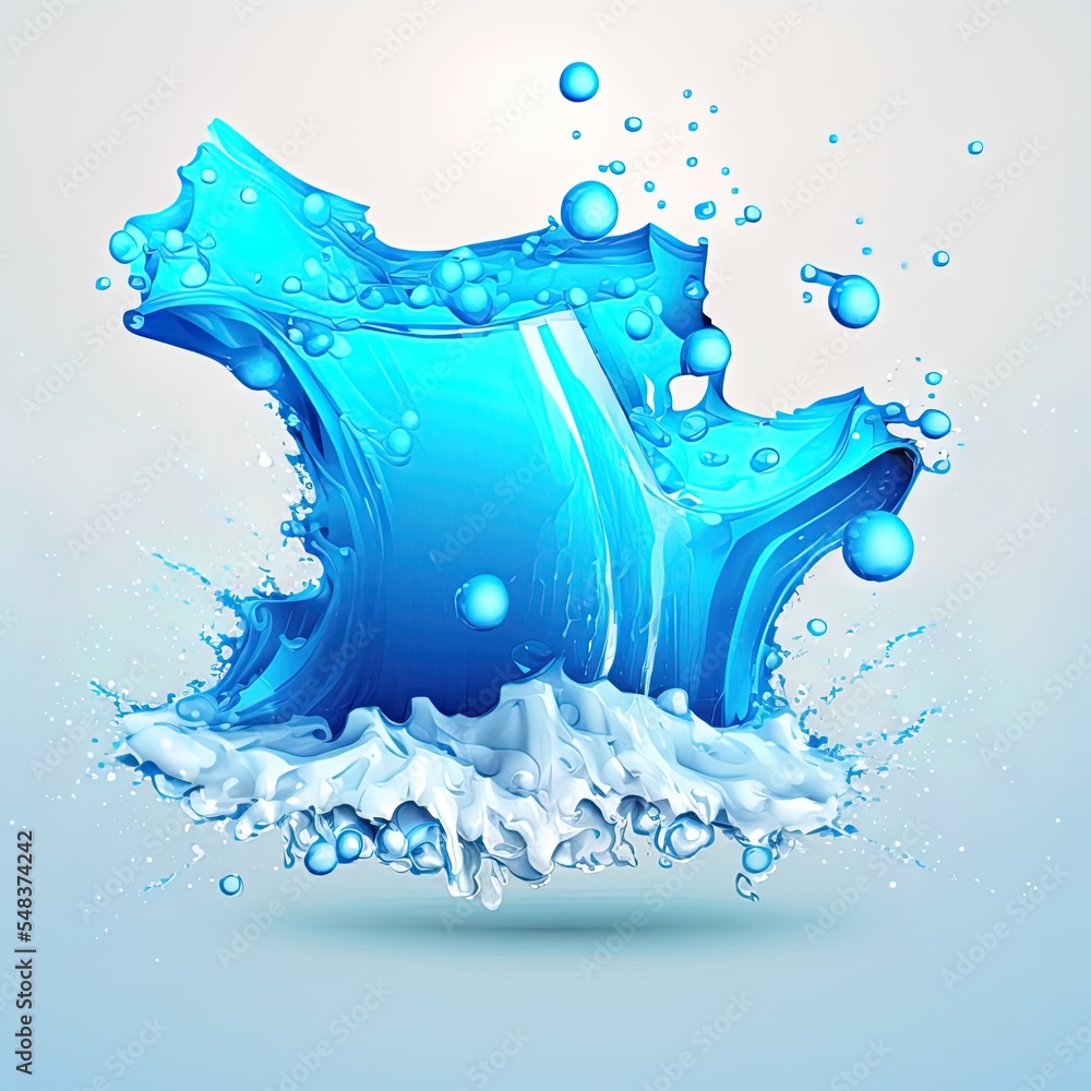 Water Splash Realistic Illustration Of 3D Water Wave With Blue Clear Transparent Effect