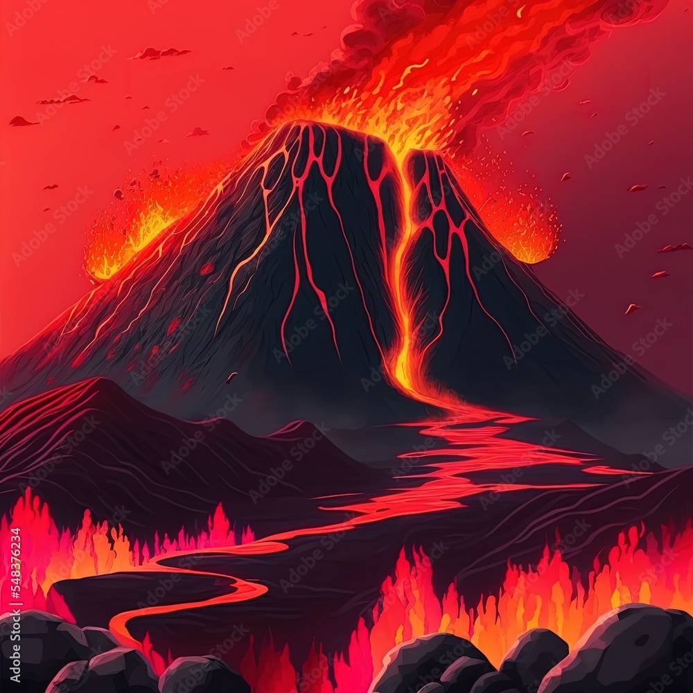 熔岩流景观热火山