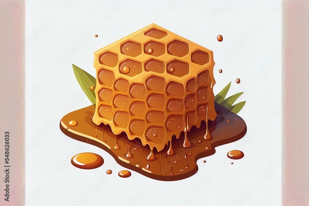 Honey Comb卡通2D插图图标插图。食物自然图标概念隔离高级2D Il