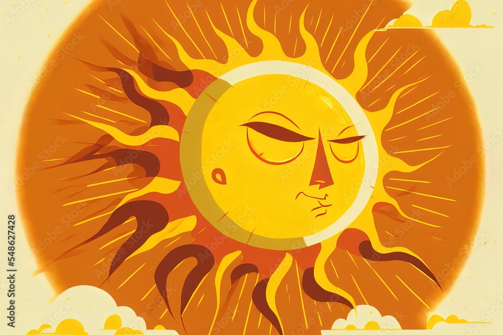 Flat Sun Cartoon Style