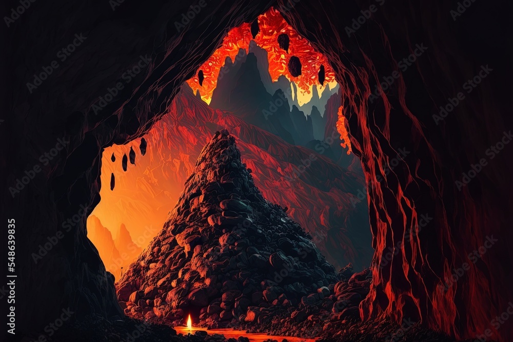 Cave With Lava Underground Nature Landscape View