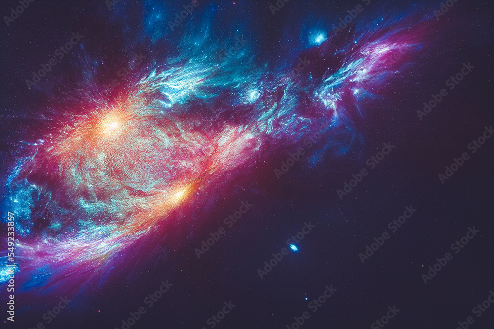 Splendid scenic outer space vibrant color starry galaxy universe in bizarre and fantasy cosmical lig