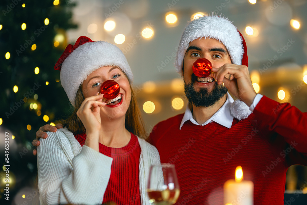 couple is having Christmas dinner