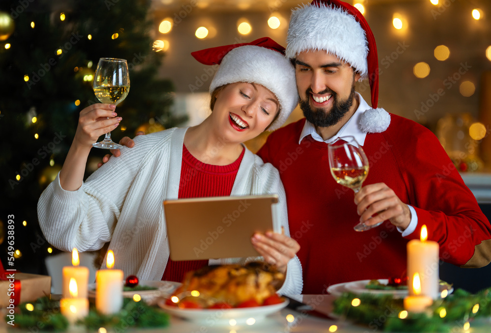 couple is having Christmas dinner