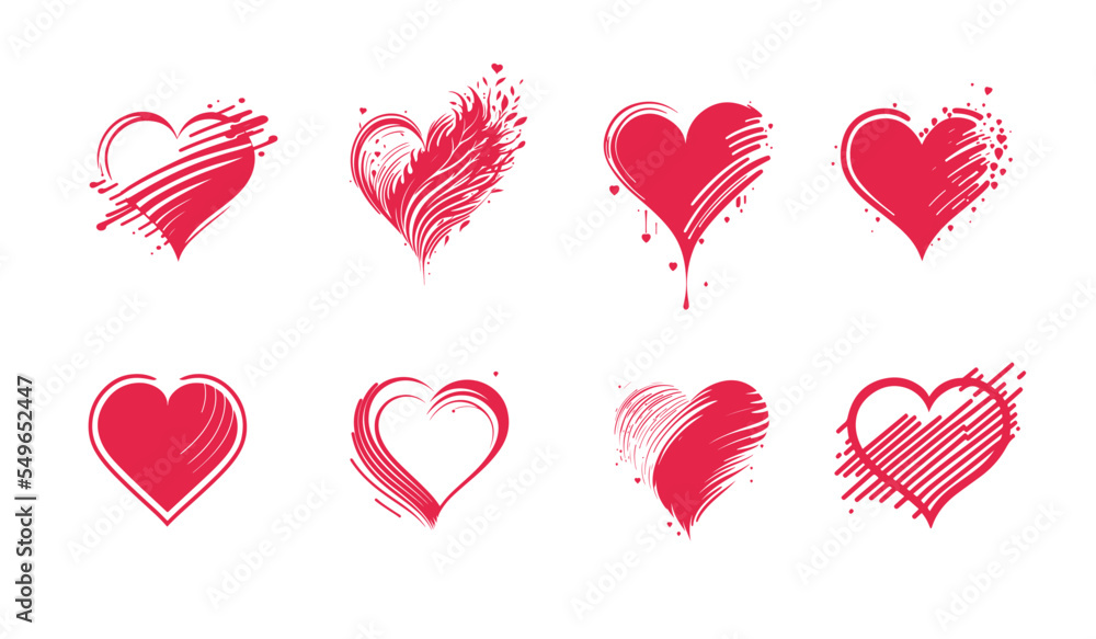 Set of vector hearts, love, icons, logo templates, elements