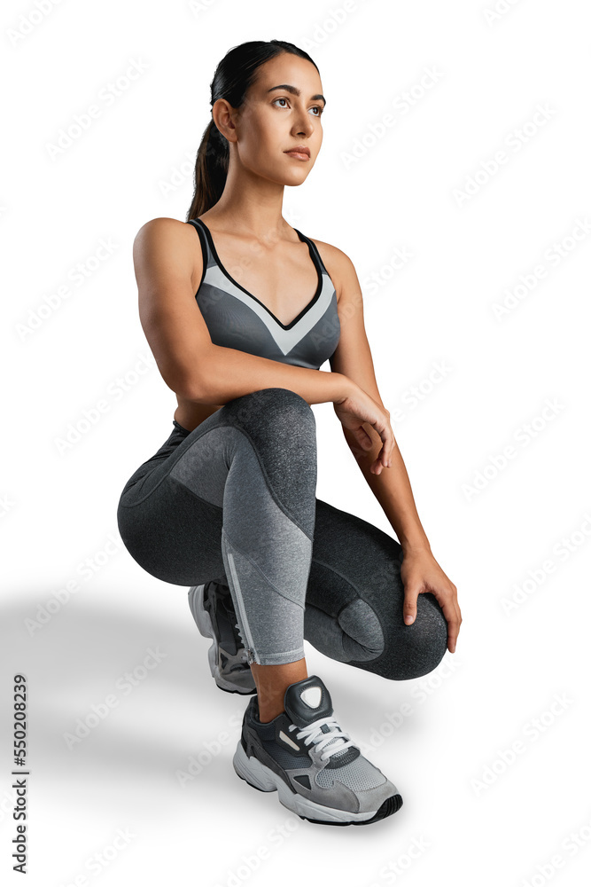 Studio shot of a sporty young woman posing isolated on a transparent png background