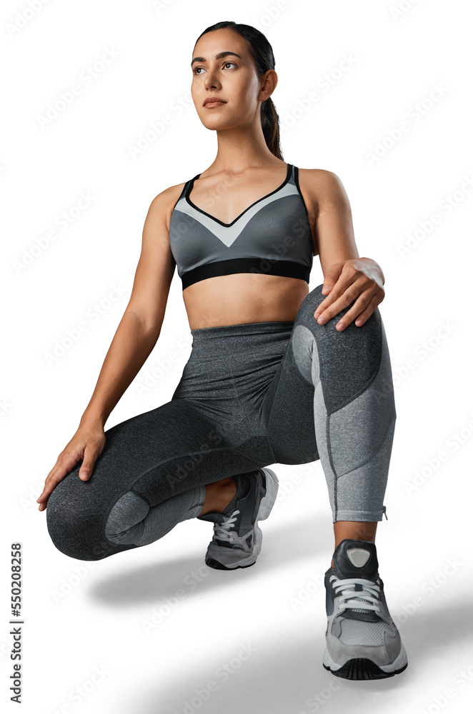 Studio shot of a sporty young woman posing against isolated on a transparent png background