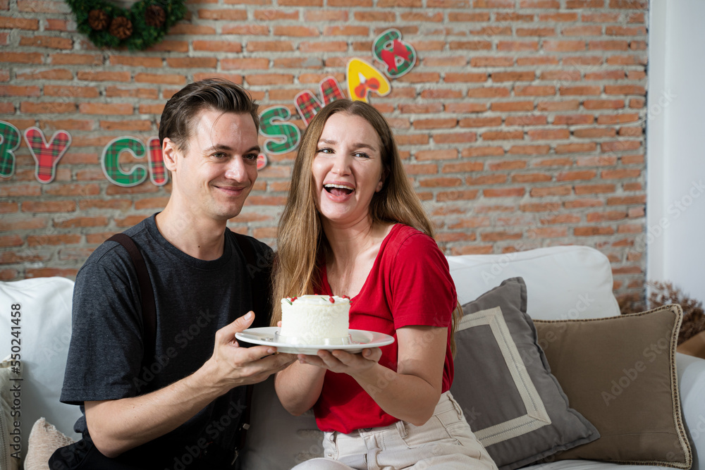 Wife birthday,husband surprise his wife with birthday cake,Anniversary,Couple celebrating holding a 