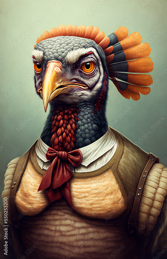 Thanksgiving Turkey funny portrait drawing