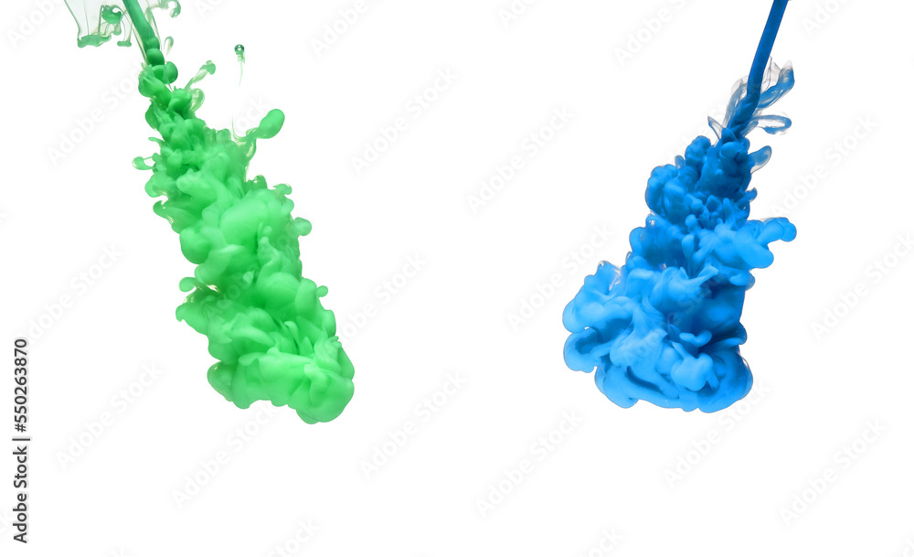 Abstract splashes of paint on white background