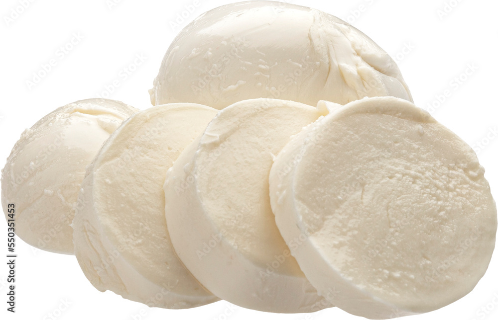 Fresh mozzarella cheese isolated