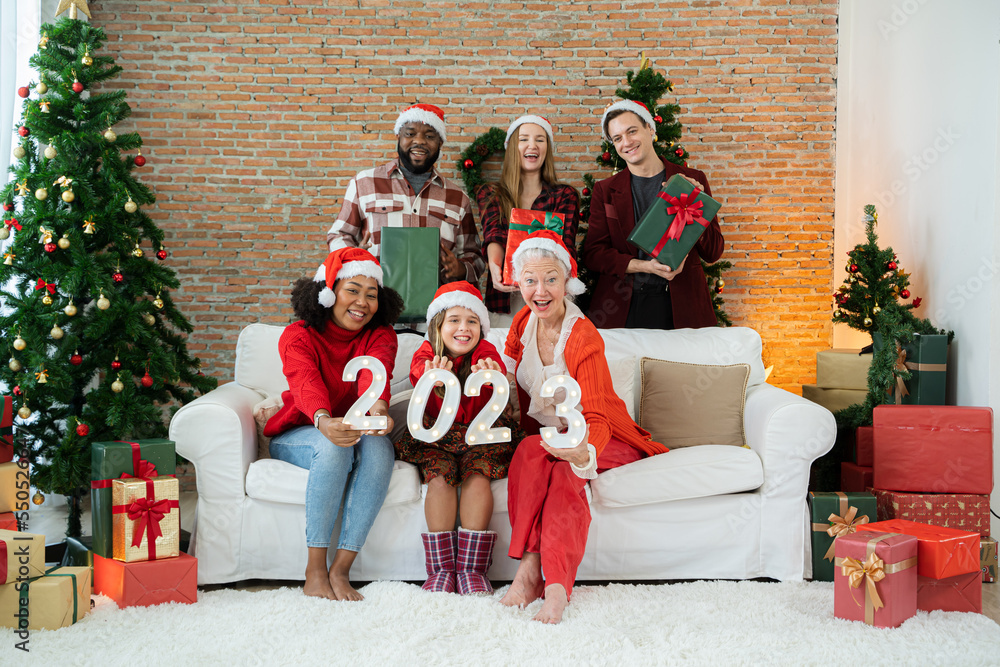 Happy smiling senior woman with christmas at home,Old age and people concept.