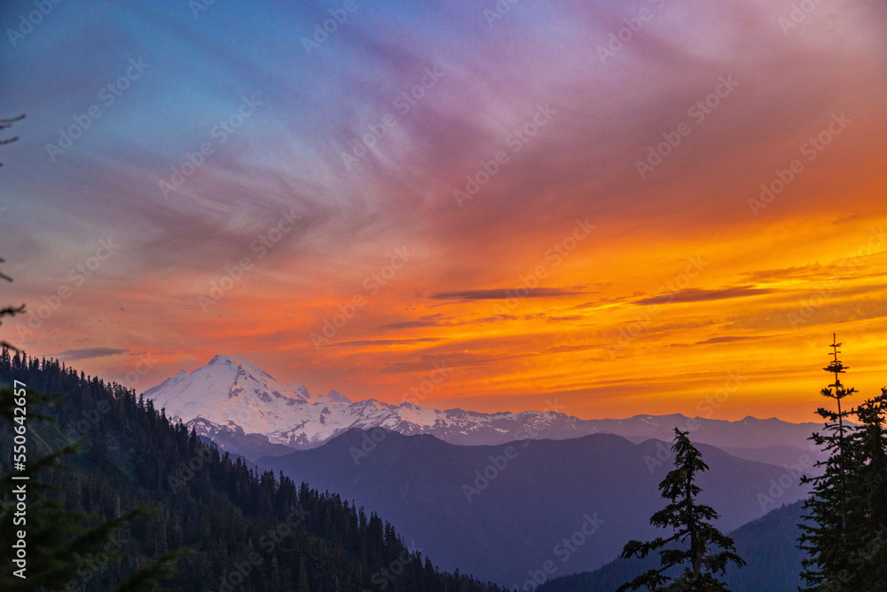 sunset over the mountains