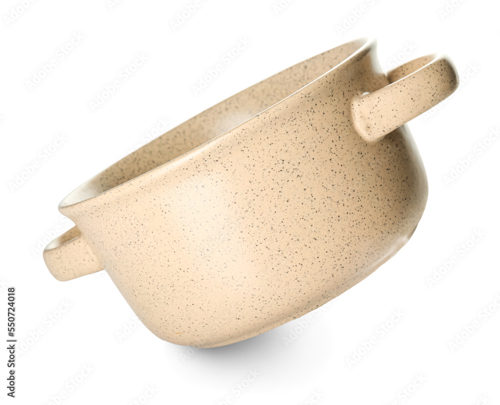 Beige pot isolated on white background