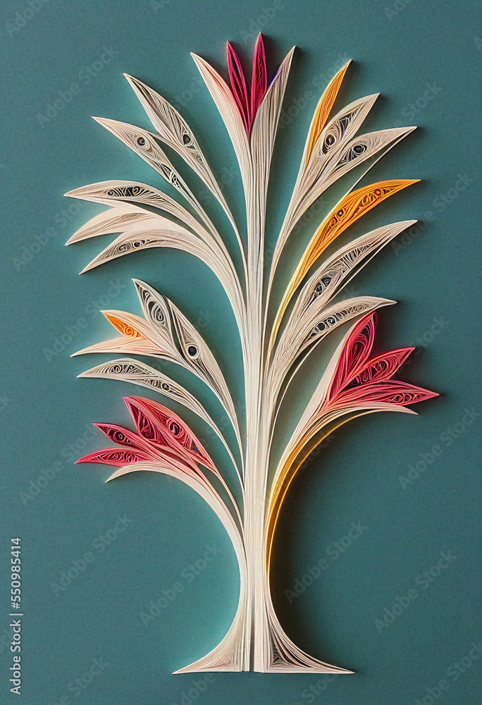 Splendid paper quilling acadia background in digital art AI generated image. Realistic abstract pape