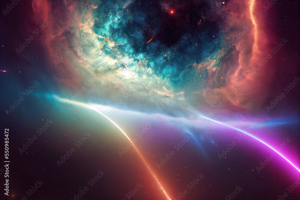 Splendid scenic outer space vibrant color starry galaxy universe in bizarre and fantasy cosmical lig