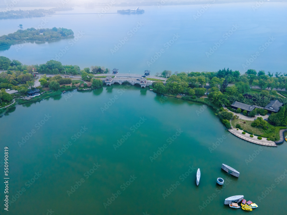 Aerial photo of the landscape of Yunlong Lake in Xuzhou, China