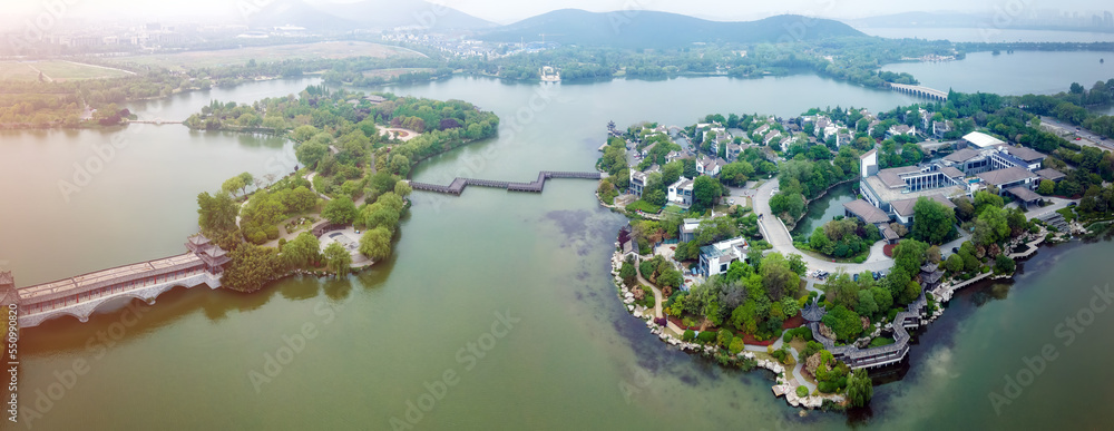 中国徐州云龙湖景观航拍照片