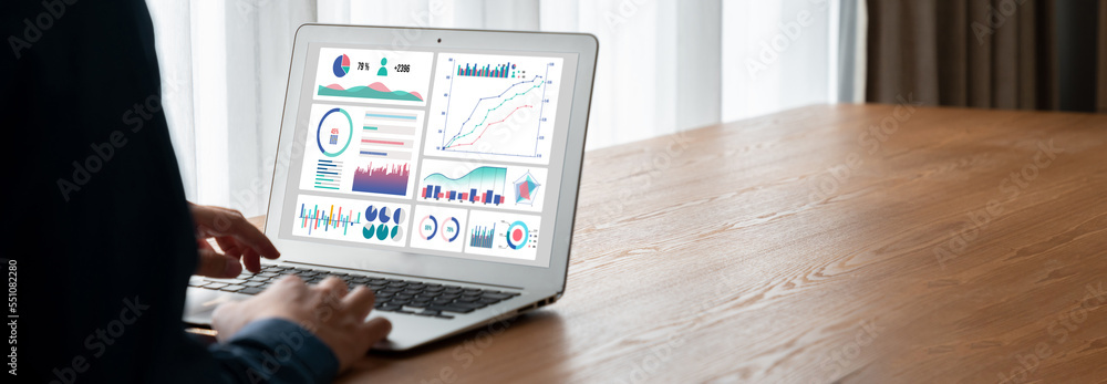 Business data dashboard provide modish business intelligence analytic for marketing strategy plannin