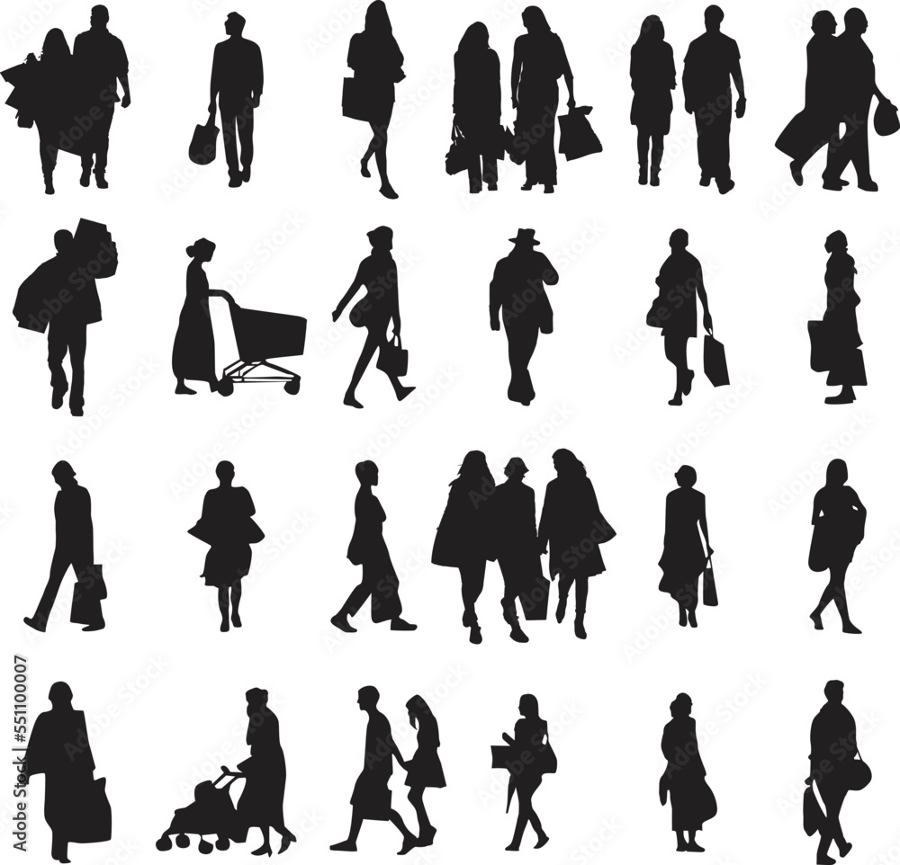 silhouette people on white background , Vector	