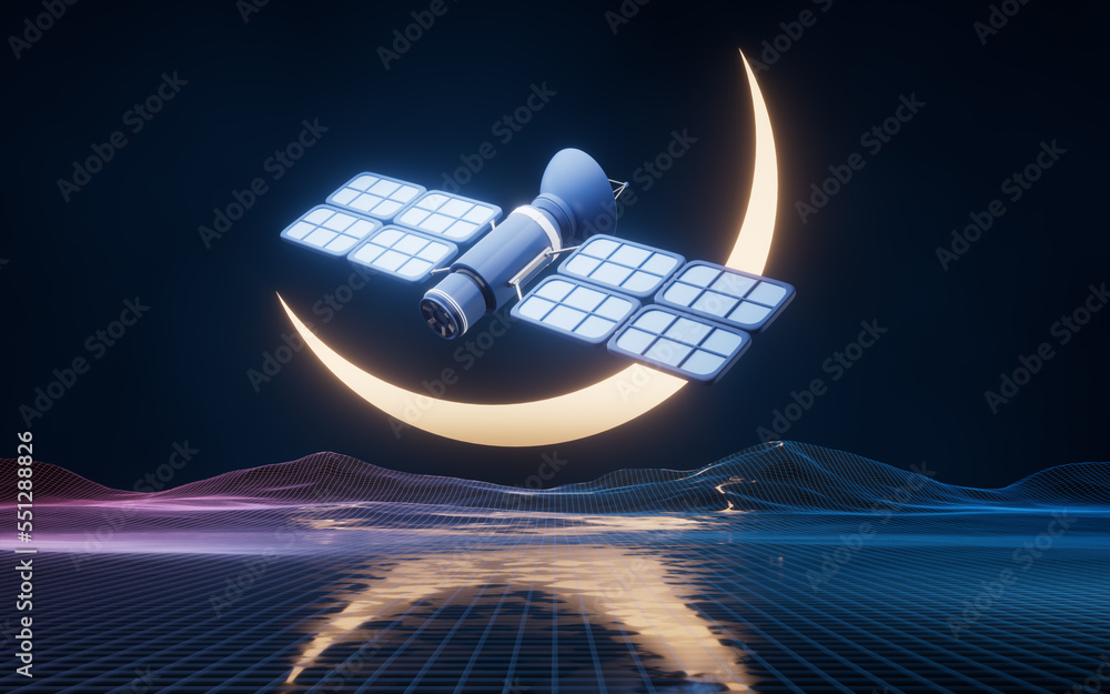 satellite and outer space background, 3d rendering.