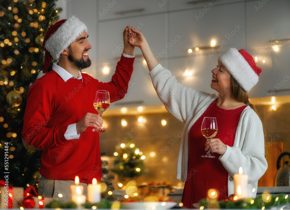 couple having Christmas dinner