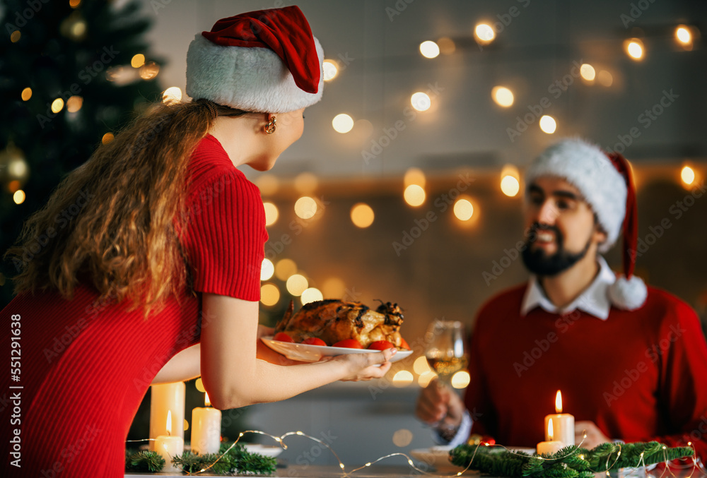 couple having Christmas dinner