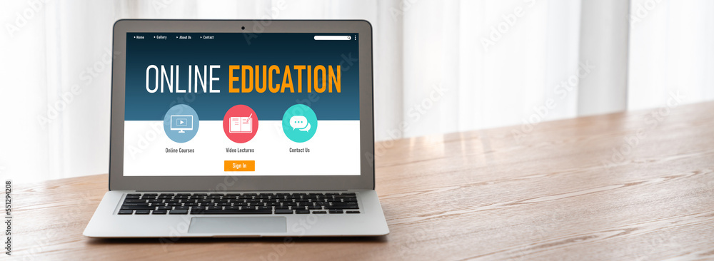 E-learning website with modish sofware for student to study online on the internet network