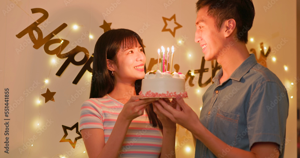 asian couple celebrate birthday