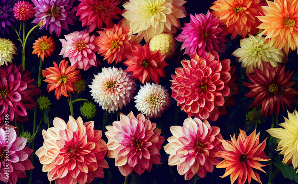 Dahlia flower banquet beautiful spectacular flower arrangement for background of wedding dinner love