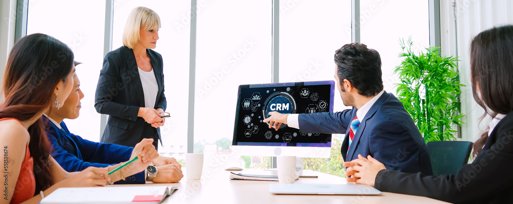 Customer relationship management system on modish computer for CRM business and enterprise