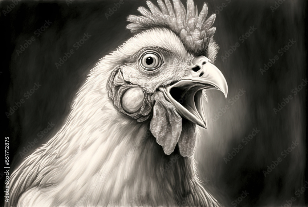 Funny chicken drawing. Generative AI