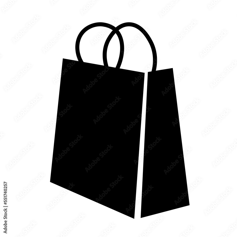 Black shopping bag on white background