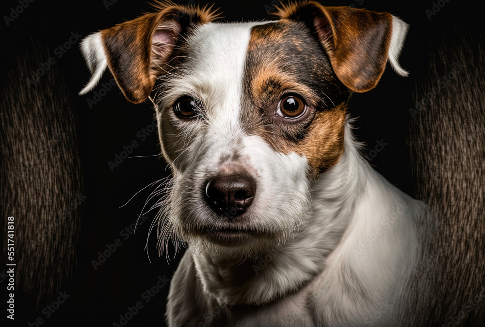 Jack Russell in serious portrait mode.. Generative AI