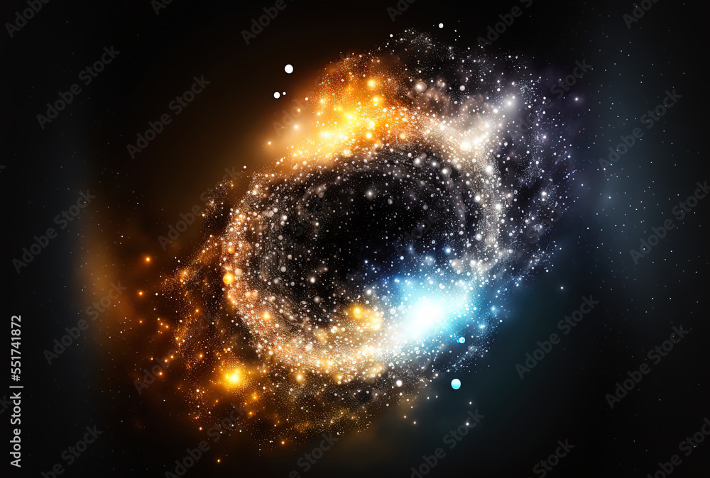 Background of an abstract sparkling particle galaxy. Generative AI