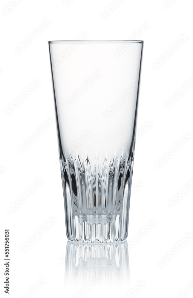 Glass placed on white background