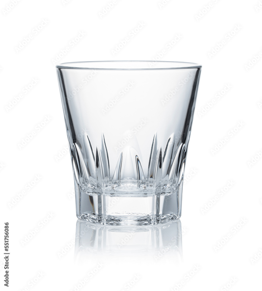 Whiskey glasses placed on white background