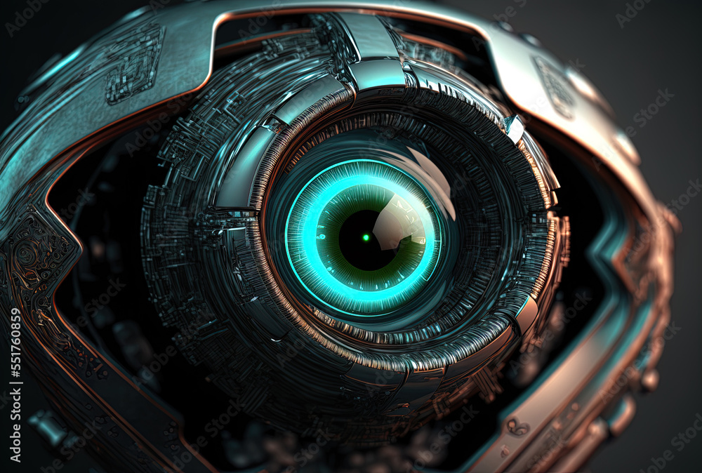 A futuristic robots eye. Generative AI