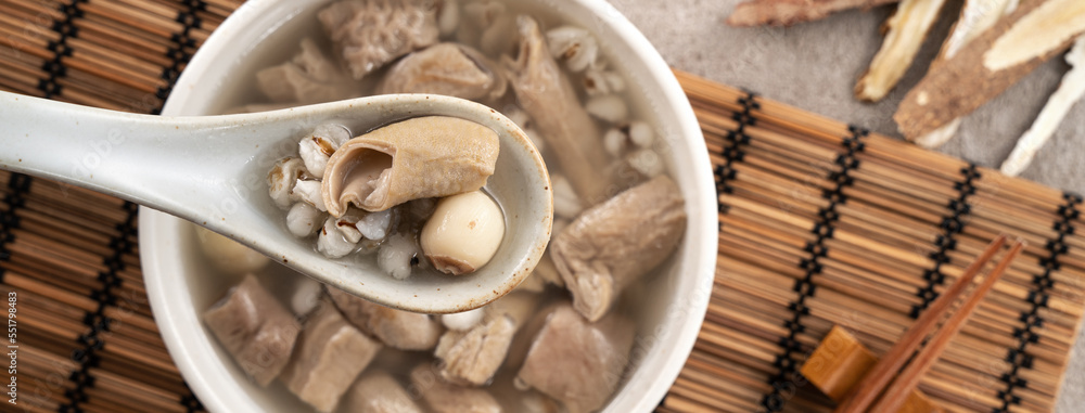 Four Tonics Soup. Delicious traditional Chinese herb flavor food.