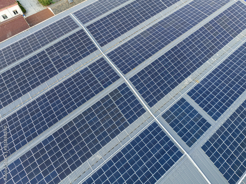 solar panel on factory rooftop