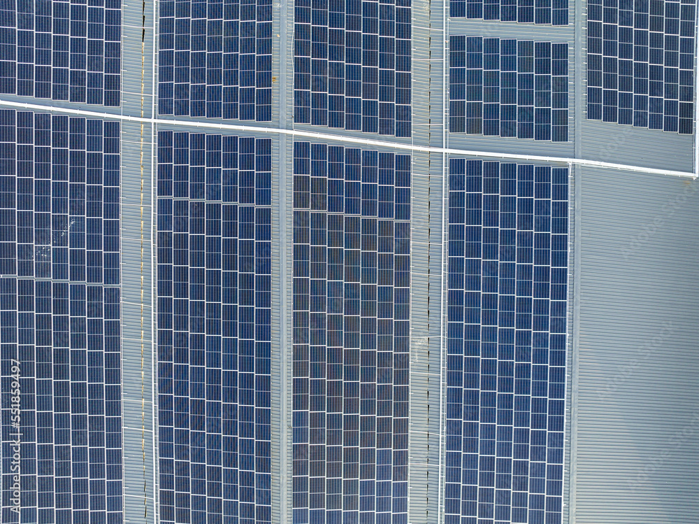 solar panel on factory rooftop