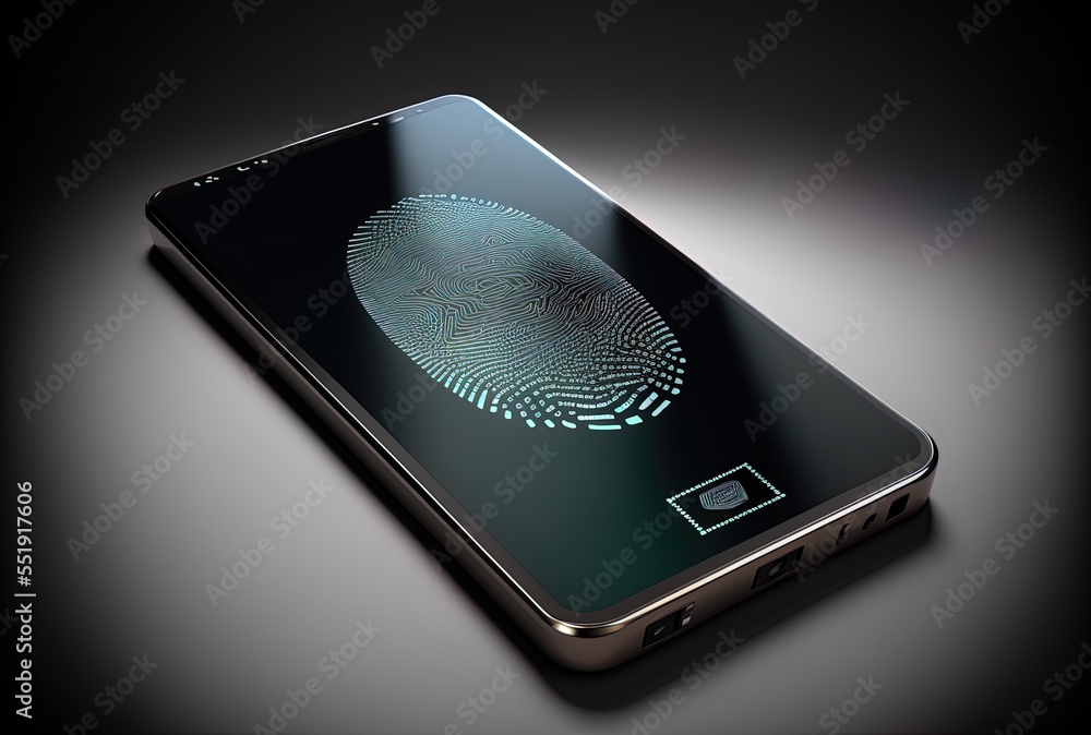 Screen with fingerprint scanner for smartphones. Generative AI