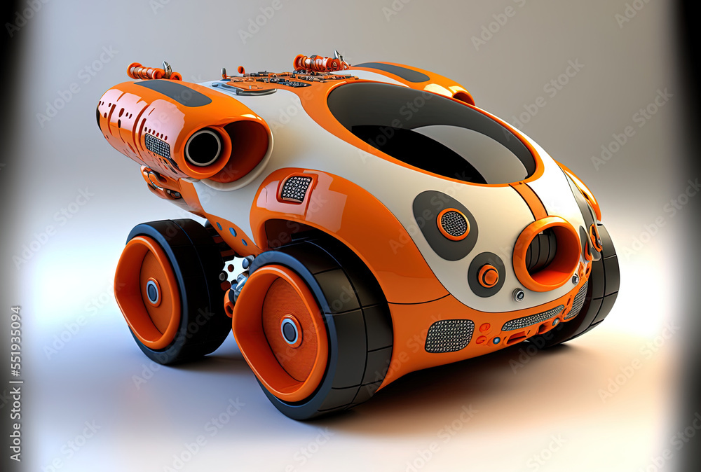 Platform shaped robot automobile for kids that can be programmed. Generative AI