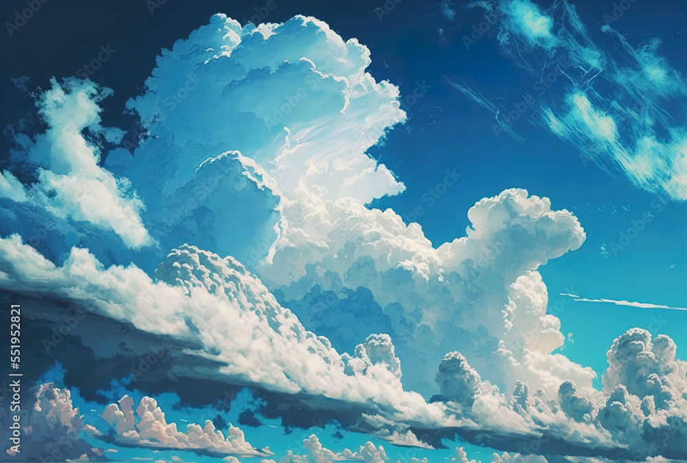 sky blue with clouds. Generative AI