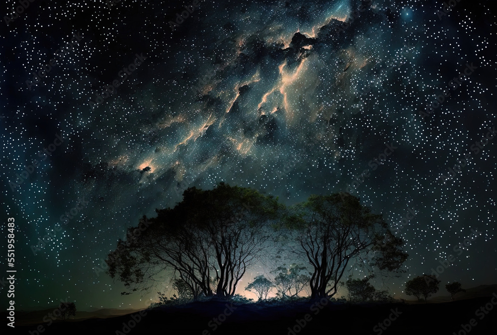 Nice photograph of stars in the night sky. Generative AI