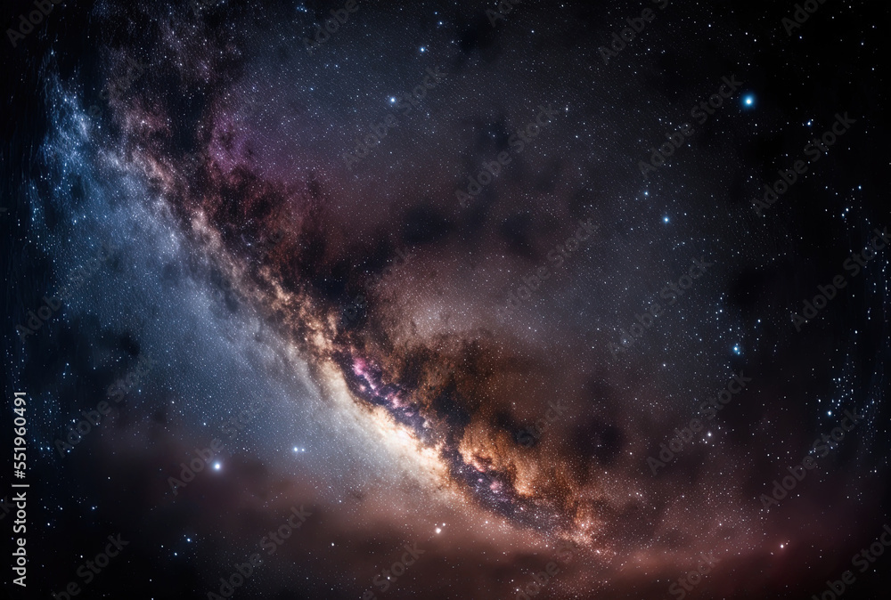 Background of the Milky Way galaxy with stars in the night sky. Generative AI