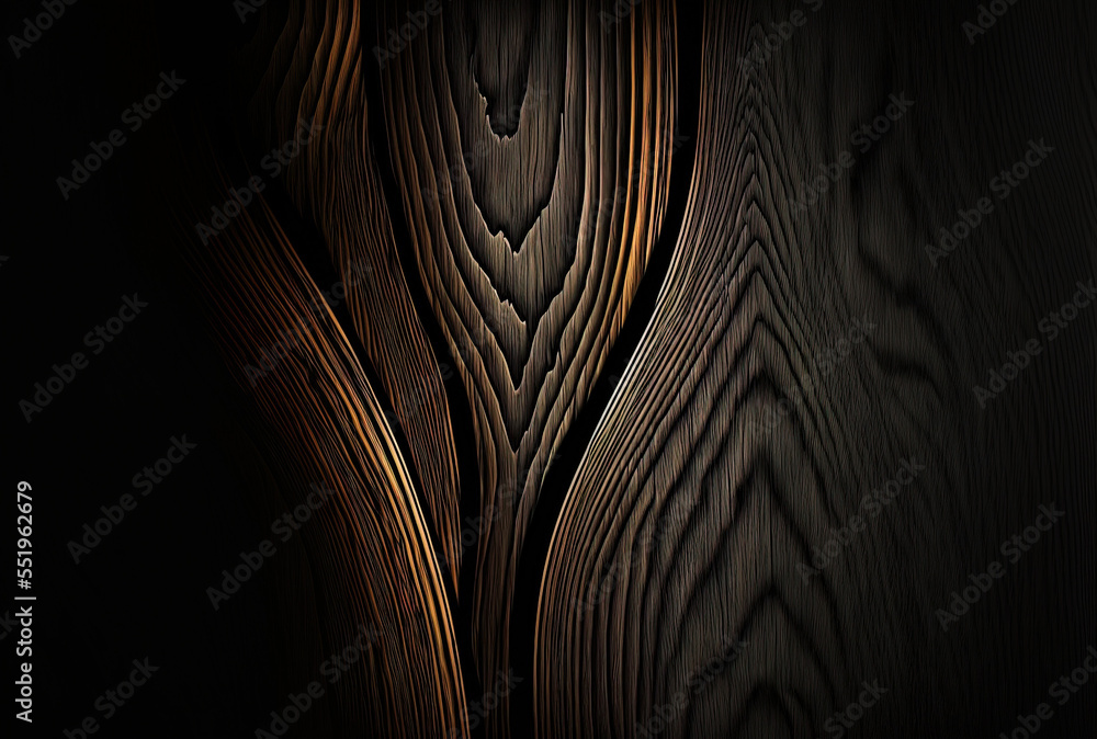 Black background with a wooden texture. Generative AI